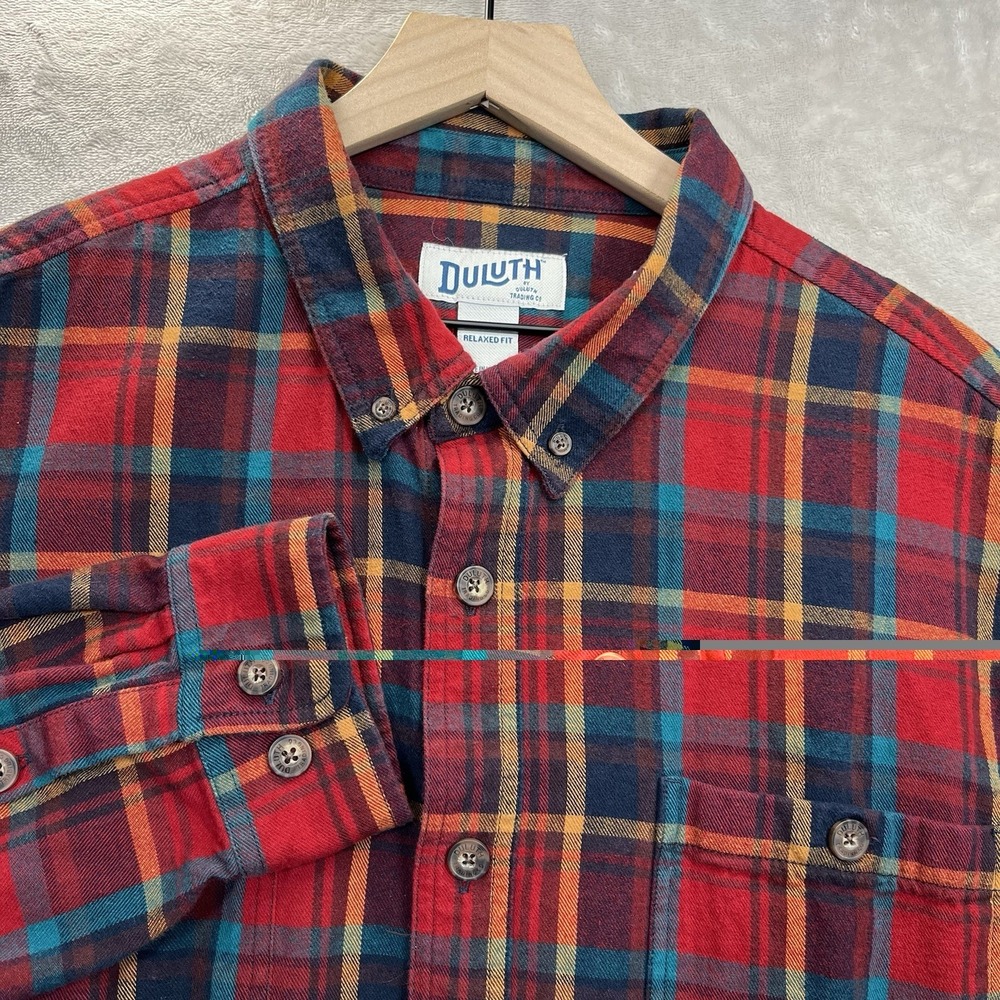 Duluth Trading Shirt Men's 2XL Tall Plaid Flannel Cotton Long Sleeve